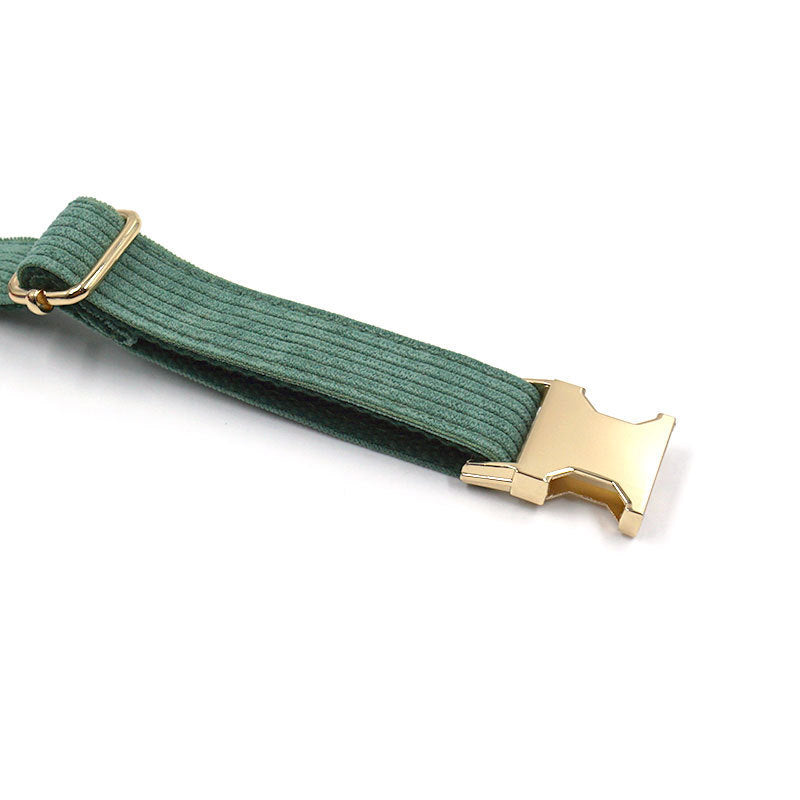 Green Dog Collar with Metal Buckle