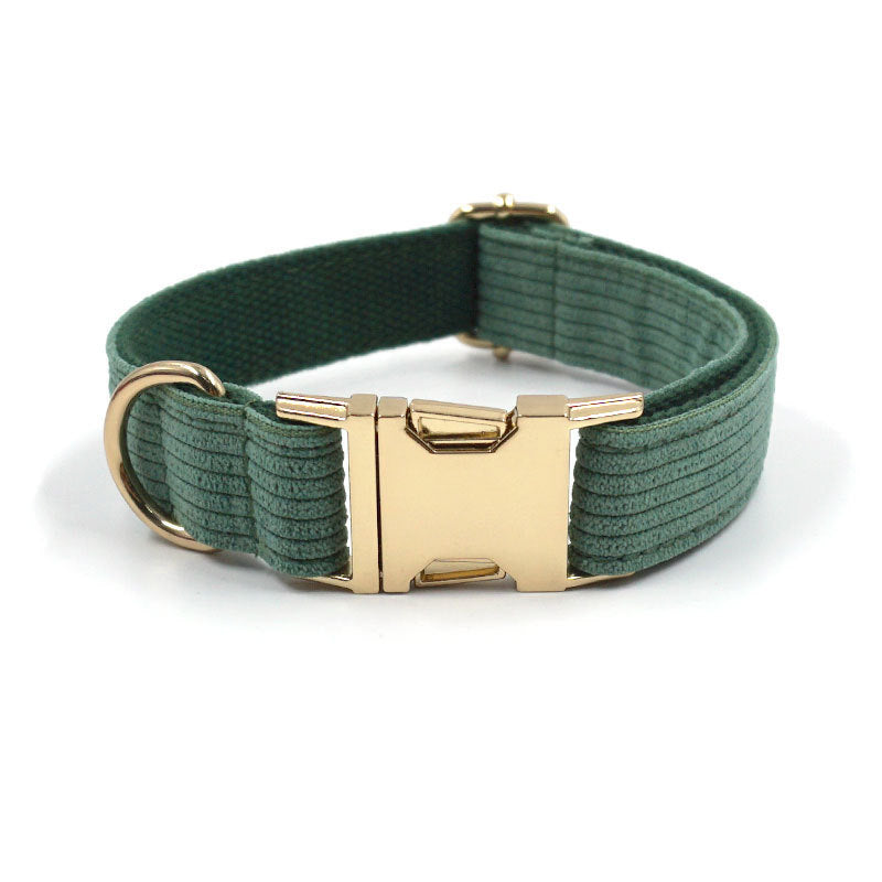 Green Dog Collar with Metal Buckle