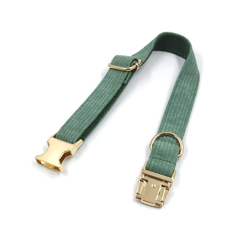 Green Dog Collar with Metal Buckle