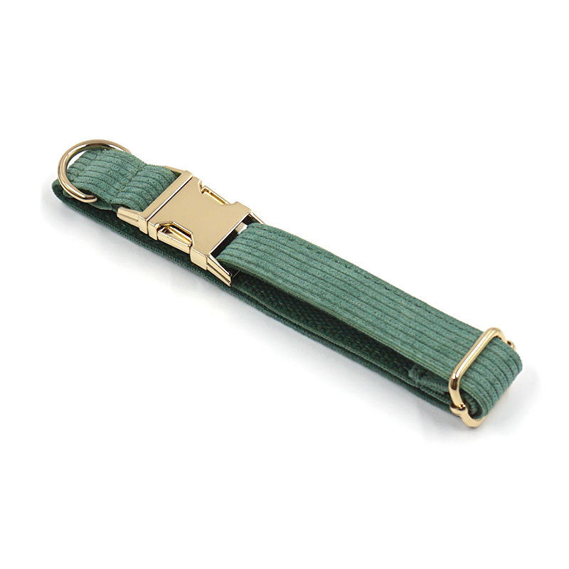 Green Dog Collar with Metal Buckle