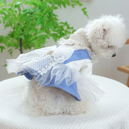 Complete Elegant Pearl & Lace Dog Outfit