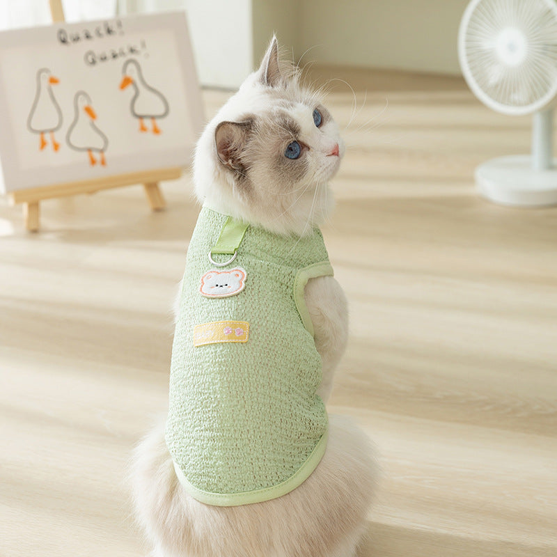 Cozy Fleece Bear-Themed Cat Vest