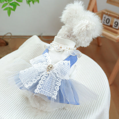 Complete Elegant Pearl & Lace Dog Outfit